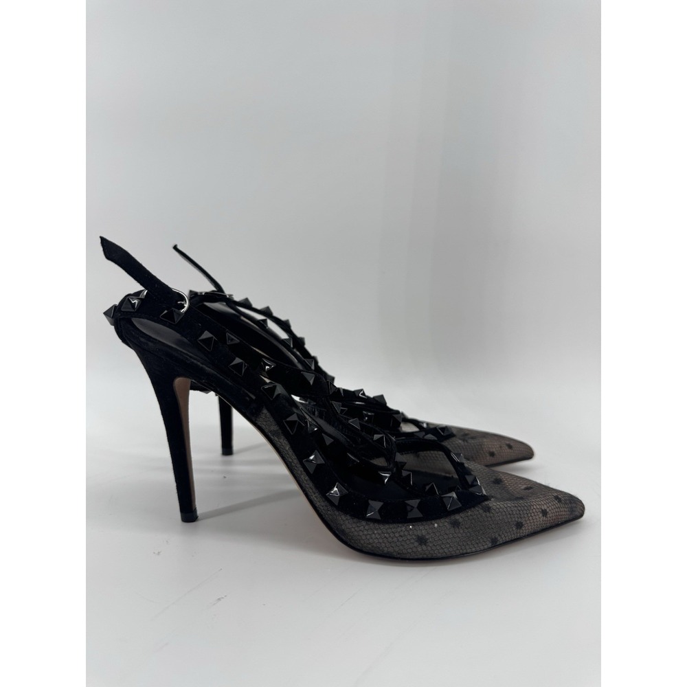 Valentino Garavani Rockstud Mesh Caged Pointy Toe Pump in Black Size 39 - Picture 5 of 9
